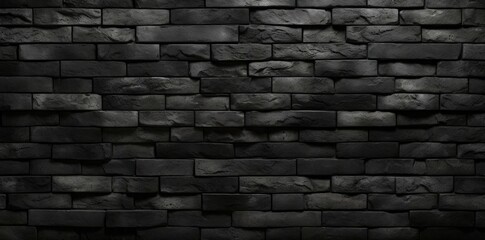 Wall Mural - black brick textured wall with a large square block in the foreground