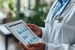 © create - health care business graph data and growth, Medical examination and doctor analyzing medical report network connection on tablet screen in hospital