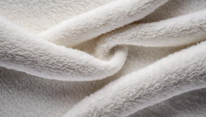 Wall Mural - white plush fleece fabric texture, highlighting its soft, cozy, and warm qualities. Perfect for illustrating comfort, warmth, and the luxurious feel of high-quality fleece material