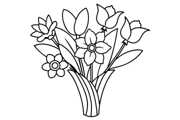 Wall Mural - Bouquet of tulips on a white background