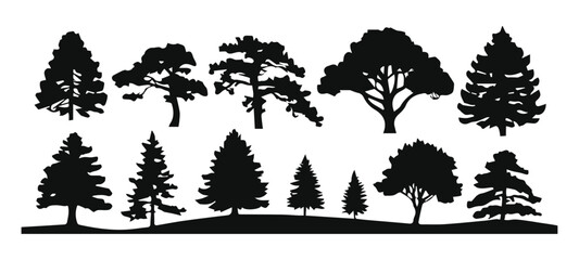 Wall Mural - Silhouette trees collections. Vector illustration