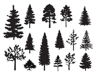 Poster - silhouette trees collections. vector illustration