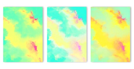 Wall Mural - Modern abstract covers set with color gradient, minimal watercolor design . Abstract pattern