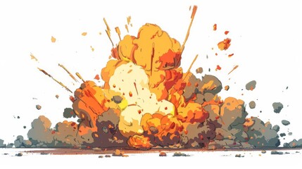 Illustration of an explosion in a cartoon on a white background.