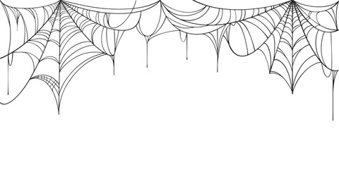 Wall Mural - spider web halloween background border design with copy space on white background, vector illustrati