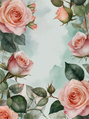 Wall Mural - Soft watercolor background adorned with blooming roses