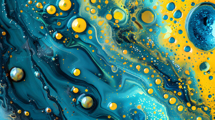 liquid acid texture bubble fluid blue yellow glossy oil