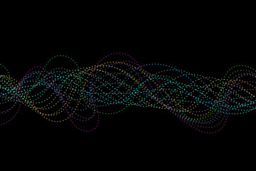 Wall Mural - Colorful Technology Waves Pattern Abstract On Black Background. Particle. Vector Illustration