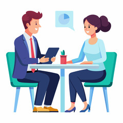 Wall Mural -  job interview conversation hr managers and employees vector illustration