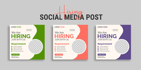 Wall Mural - We are hiring job vacancy social media post or square web banner template vector design	