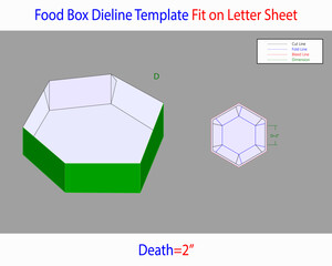 Food Box D 2 Inches Dieline Template