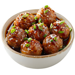 [Transparent Background PNG]meatballs with sweet and sour sauce in white bowl