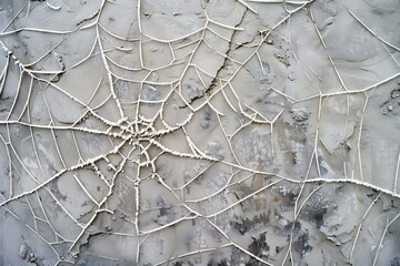 Wall Mural - A wall texture with the look of a delicate, frost-covered spider web