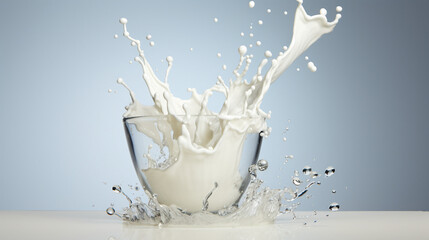 Wall Mural - Creamy Splash of Milk in Glass - 3D Rendering Stock Illustration with Clipping Path Isolated on Background