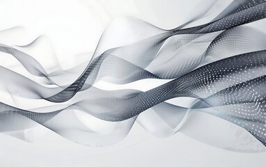 Wall Mural - Grey white abstract background with flowing particles