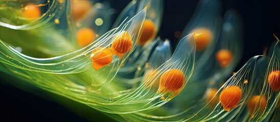 Fototapete - Numerous oranges displaying vibrant color and maturing on the branches of a fruit-bearing plant. with copy space image. Place for adding text or design