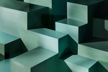 Wall Mural - An abstract composition of geometric shapes, each layer casting a subtle shadow to create depth