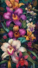 Wall Mural - A colorful bouquet of flowers with a variety of colors including pink, purple