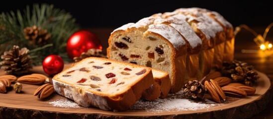 Leinwandbilder - Close-up view of a bread loaf rich with nuts and pecans, adding a delightful crunch and flavor. with copy space image. Place for adding text or design