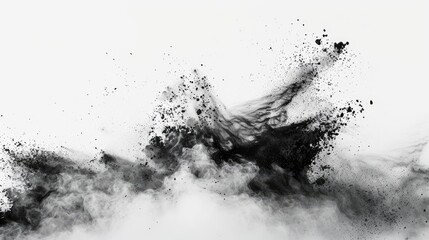 Poster - Powder splashes in black and white on a white backdrop