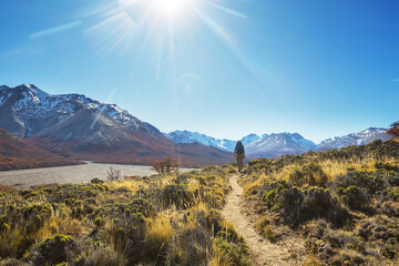 Canvas Print - Hike in autumn Patagonia