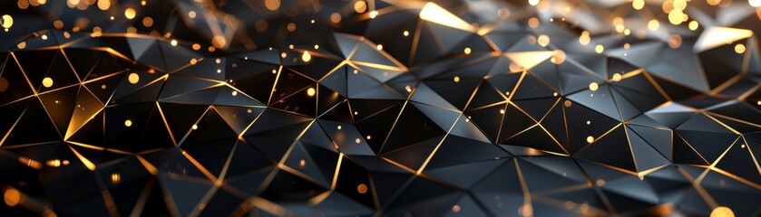 A black and gold design with triangles and squares