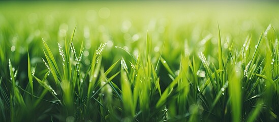 Aufkleber - Rice plants flourishing in vibrant fields with the promise of a bountiful harvest in the near future. with copy space image. Place for adding text or design