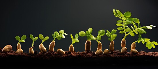 Poster - Young tamarind sprout showing growth stages as it establishes itself into a healthy plant. with copy space image. Place for adding text or design