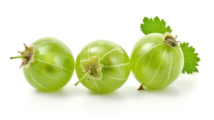 Wall Mural - Green gooseberry isolated on a white background