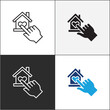 © great19 - Donation icon. Charity icons. Hand with house symbol. Home donate icon. Vector stock icons collection in thin line and flat colors style design.