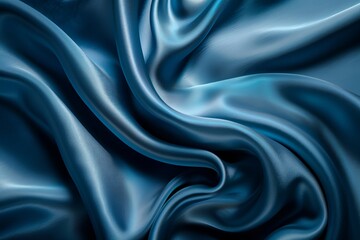 Wall Mural - blue silk fabric with a wavy pattern on it's surface