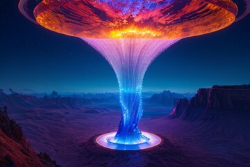 Wall Mural - like translucent jellyfish pulsating in the dark ocean beneath the starry night sky.