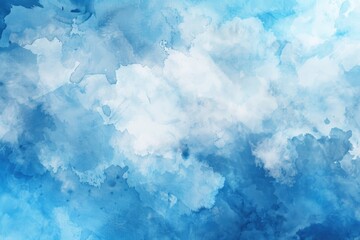 A close up view of a blue watercolor painting on a plain white background