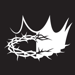 Wall Mural - white crown of thorns image isolated on black background