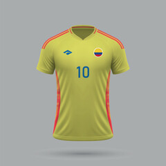 Wall Mural - 3d realistic soccer home jersey Colombia national team 2024