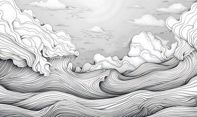 Wall Mural - Waves of Creativity Exploring Dynamic Line Art Backgrounds