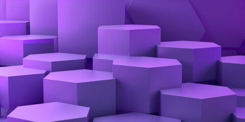 A collection of purple cubes arranged in a room setting