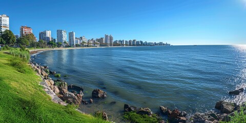 Sticker - Parque Rodo in Montevideo Uruguay skyline panoramic view