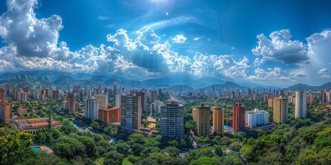 Wall Mural - Panteon Nacional in Caracas Venezuela skyline panoramic view