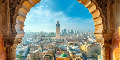 Wall Mural - Old Medina in Casablanca Morocco skyline panoramic view