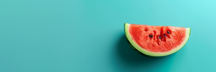 Wall Mural - a slice of watermelon on a blue background