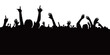 © redranger - audience concert silhouette. people crowd in festival icon, sign and symbol.