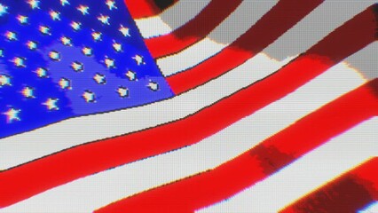 Wall Mural - seamless animation united states waving flag. screen pixel style backdrop.