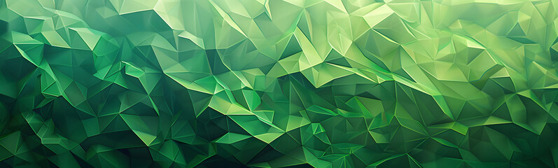 Abstract green low poly background of triangles.