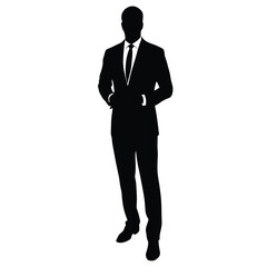 Business man stand with stylish pose silhouette