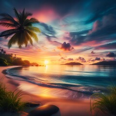 Wall Mural - sunset on the beach