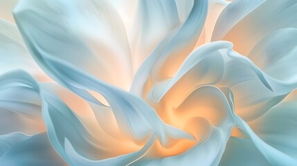abstract background characterized by intricate wavy patterns of close-up of petals,accentuating organic beauty ,elegant curves,in pale blue and peach tones,concept web design, marketing presentations