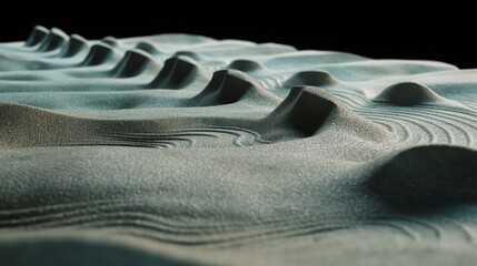 Poster - A close-up shot of a sand garden with textured hills and concentric circles