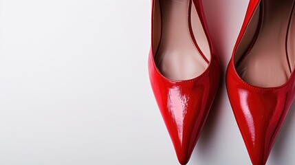 Red High Heels positioned at the front on a white background