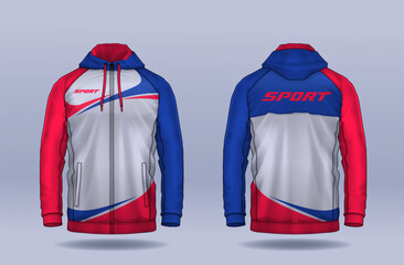 Wall Mural - Hoodie shirts template. Jacket Design, Track Sportswear, front and back view.	